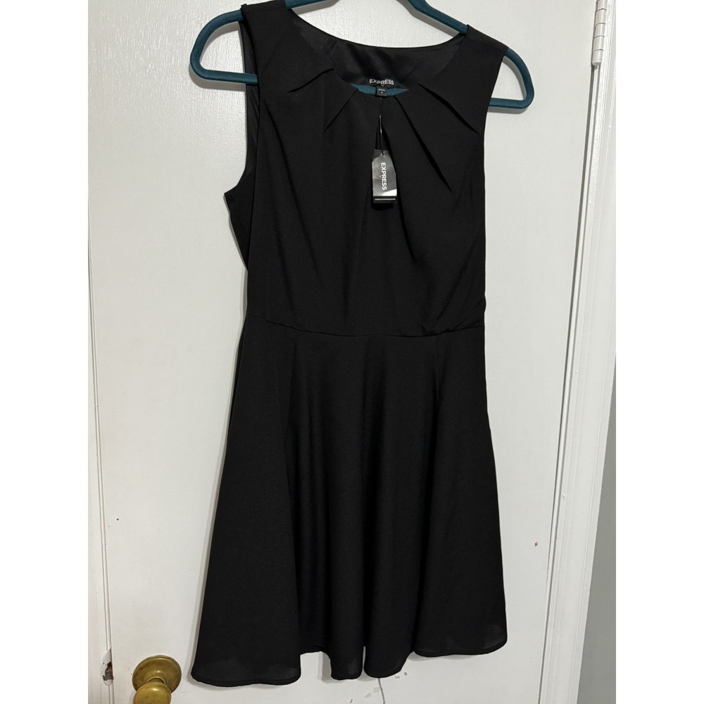 Express Sleeveless Black Fit and Flare Pleated Neckline Dress Size 6 NWT